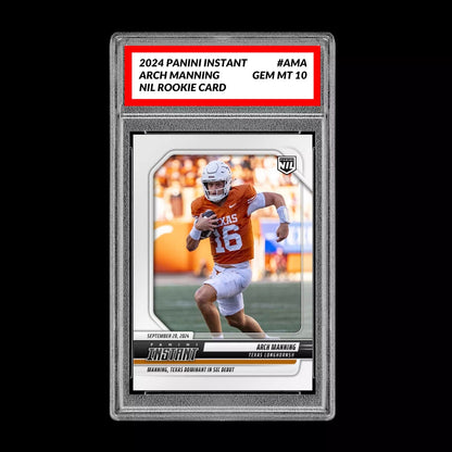 Graded 10 Arch Manning RC 2024-25 Panini Instant NIL NCAA #AMC Texas Rookie Card Football