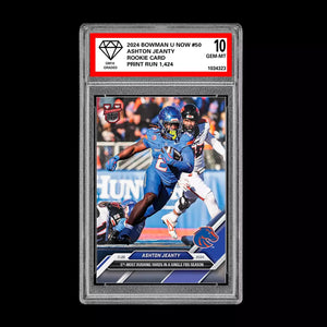 Graded 10 Ashton Jeanty Boise State 2024 Bowman U NOW Football Card #50 Football