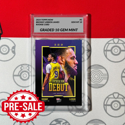 Graded 10 LEBRON BRONNY JAMES JR 2024/25 Topps Now #1 RC ROOKIE LAKERS Basketball