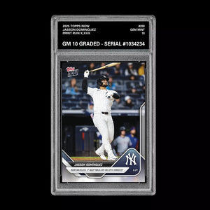 Graded 10 Jasson Dominguez 1st MLB Walk-Off 2025 MLB Topps NOW Card #200  Baseball