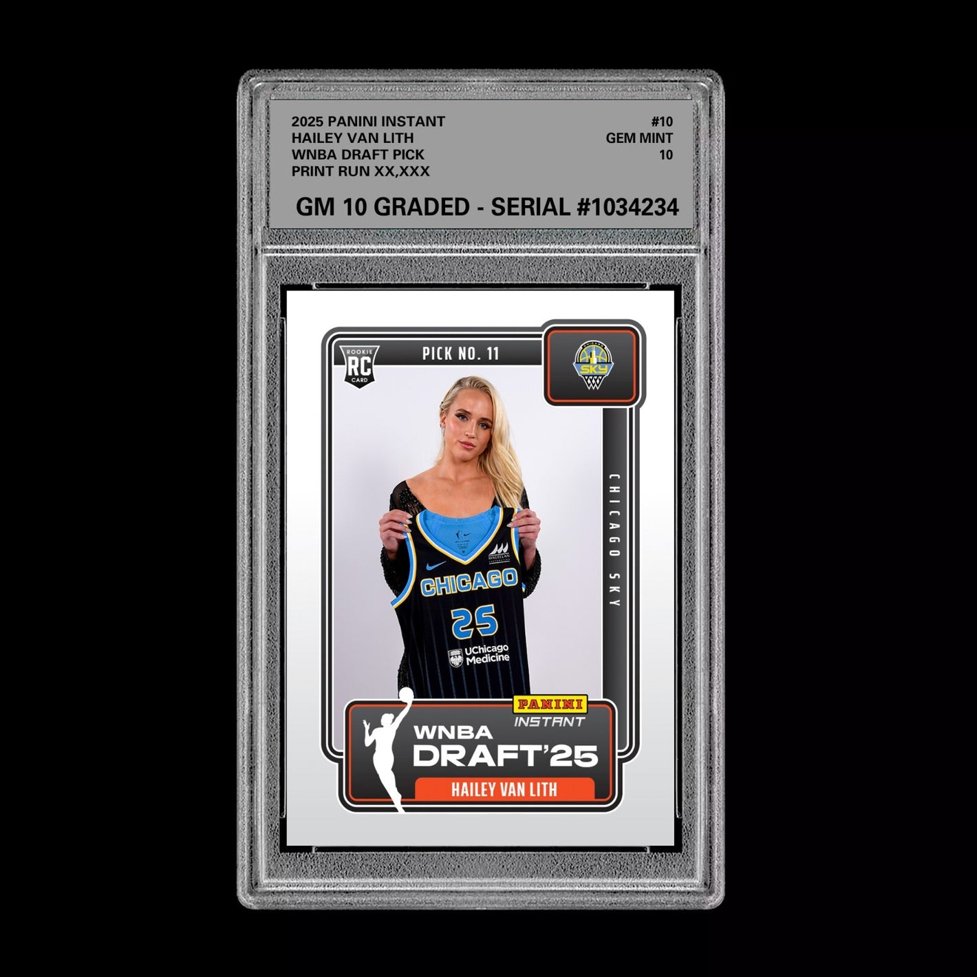 Graded 10 Hailey Van Lith 2025 Panini Instant Draft 1st RC Rookie Card CHICAGO  Basketball
