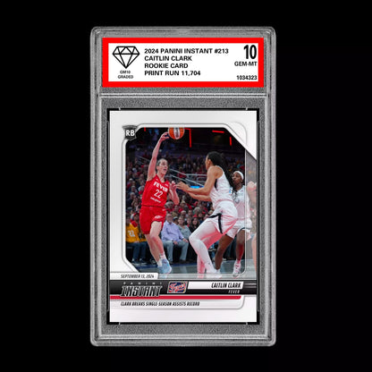 Graded 10 CAITLIN CLARK RC ROOKIE Card 2024 Panini Instant #213 Indiana Fever Basketball