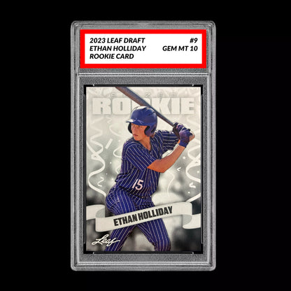 Graded 10 Ethan Holliday 2023 Leaf Draft #9 RC Rookie Baseball