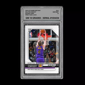 Graded 10 Dalton Knecht #123 LA Lakers Rookie RC 2024 Panini Instant NBA Basketball