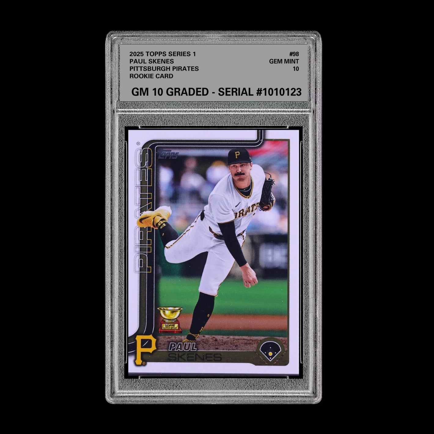 Graded 10 Paul Skenes 2025 Topps Series 1 Pittsburgh Pirates #98 Rookie Card Baseball