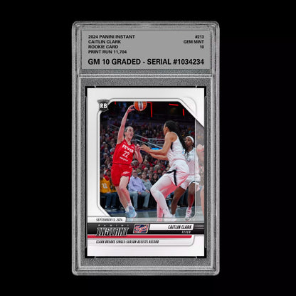 Graded 10 CAITLIN CLARK RC ROOKIE Card 2024 Panini Instant #213 Indiana Fever Basketball