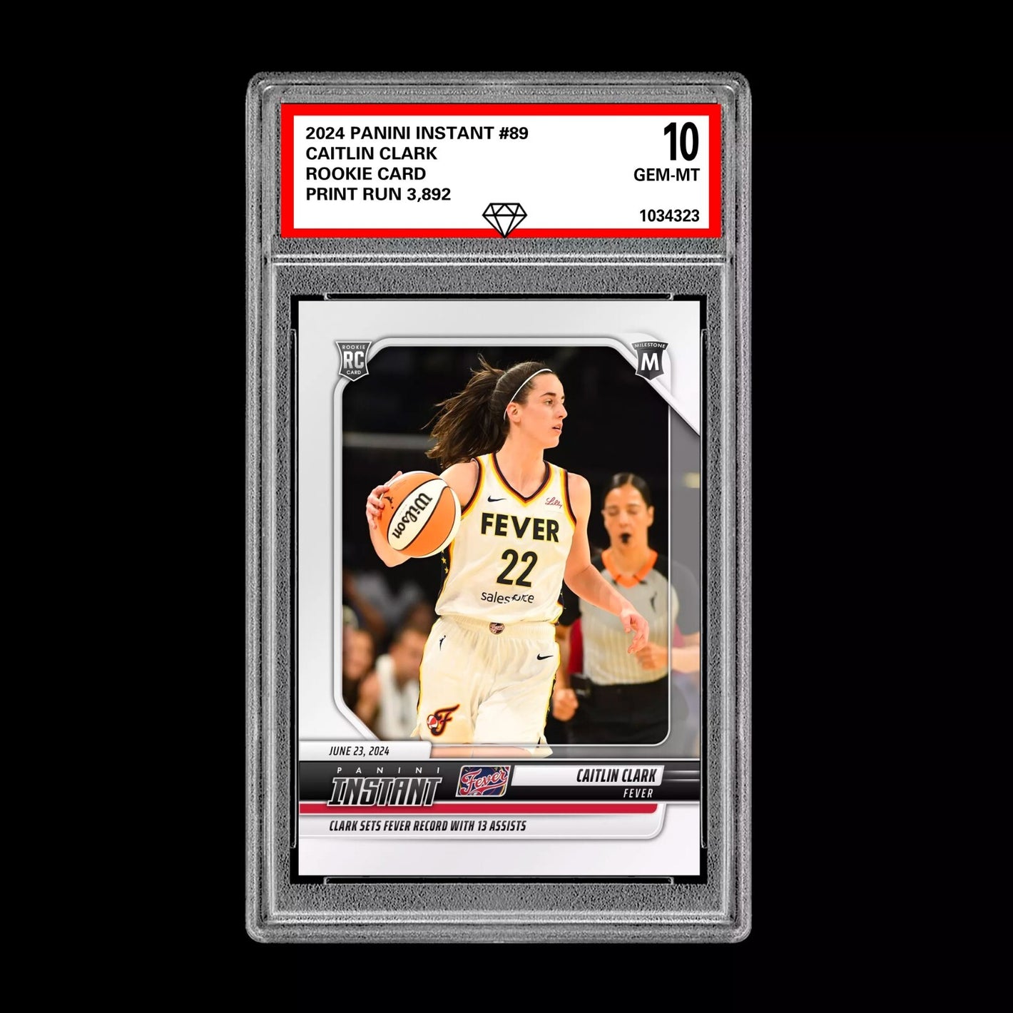 Graded 10 Caitlin Clark #89 RC Rookie Card 2024 Panini Instant Indiana Fever Basketball