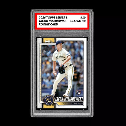Graded 10 Jacob Misorowski #10  Rookie Card RC 2026  Topps Series 1 Brewers Baseball