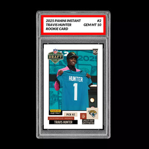 Graded 10 Travis Hunter 2025 Panini Instant Draft Night #2 RC Rookie JAGUARS  Football