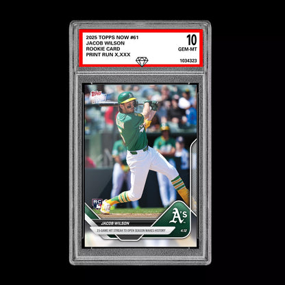 Graded 10 Jacob Wilson RC Rookie Card 2025 Topps Now #61 HIT STREAK  Baseball