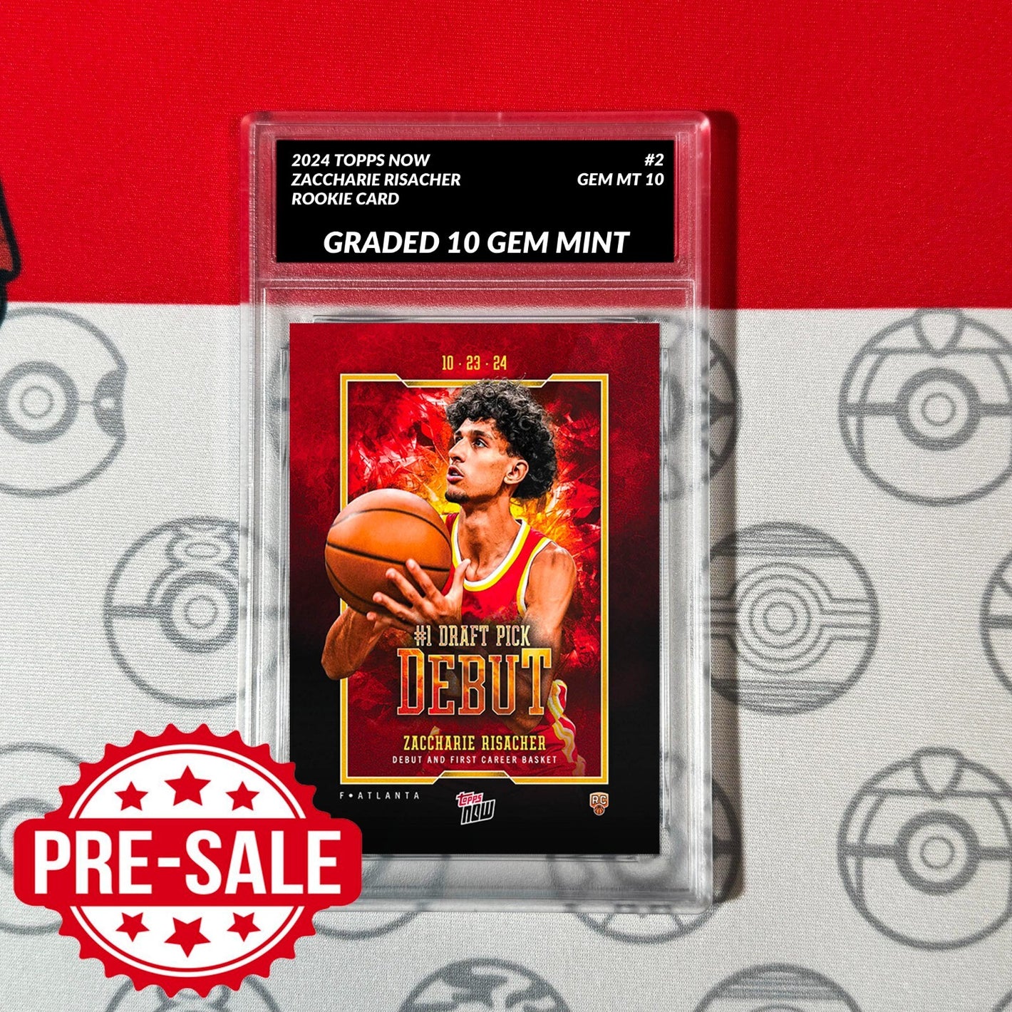 Graded 10 Zaccharie Risacher #1 Draft Pick Debut #2 Hawks 2024 Topps Now Basketball