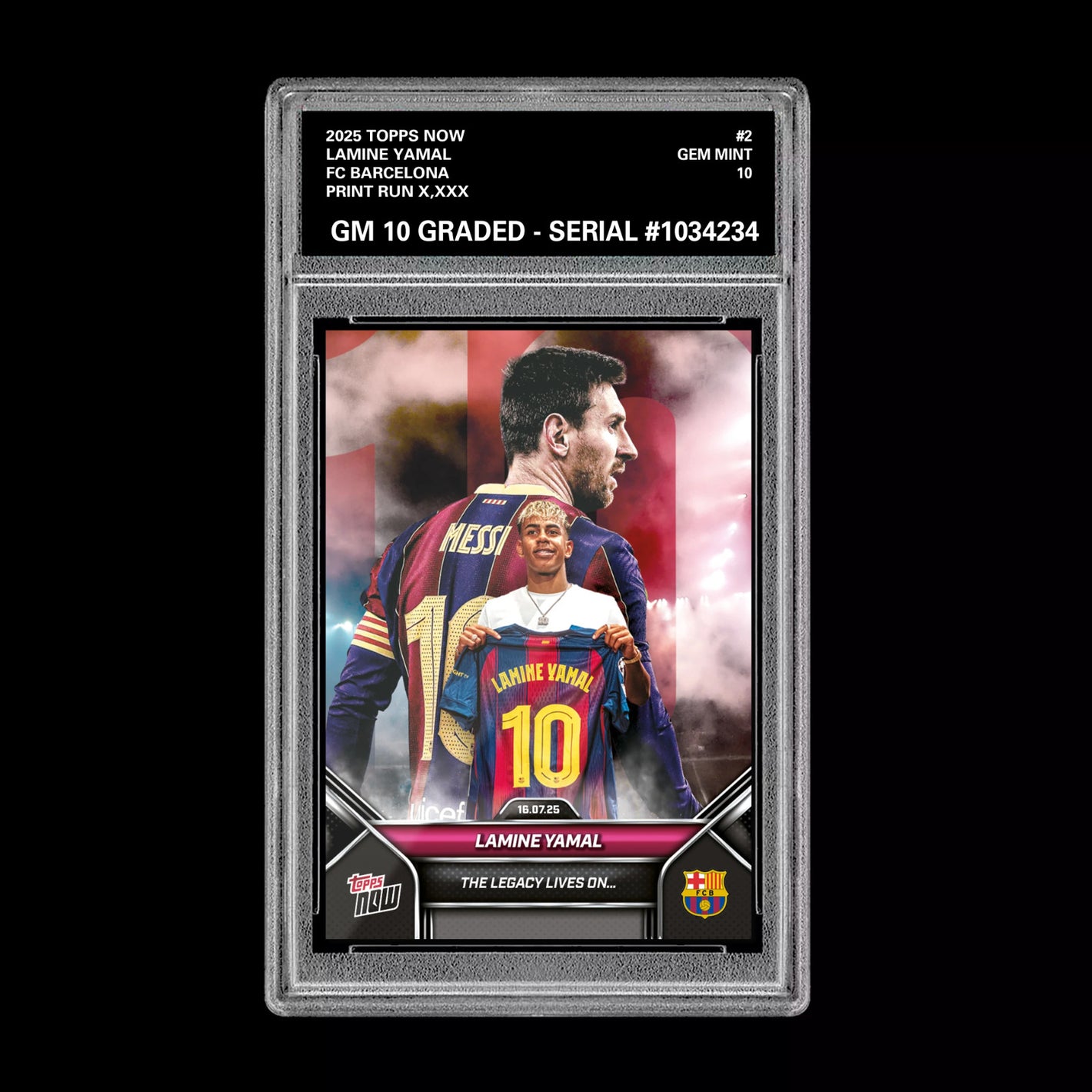 Graded 10 Lamine Yamal - 2025 TOPPS NOW #2 The Legacy Lives on Soccer RC Rookie Soccer