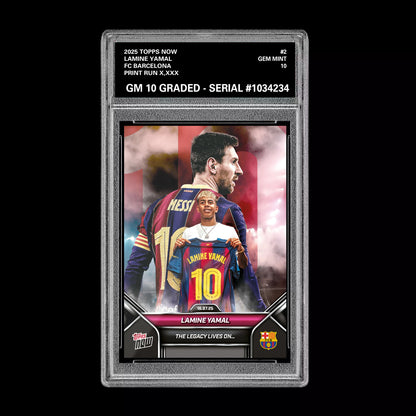 Graded 10 Lamine Yamal - 2025 TOPPS NOW #2 The Legacy Lives on Soccer RC Rookie Soccer