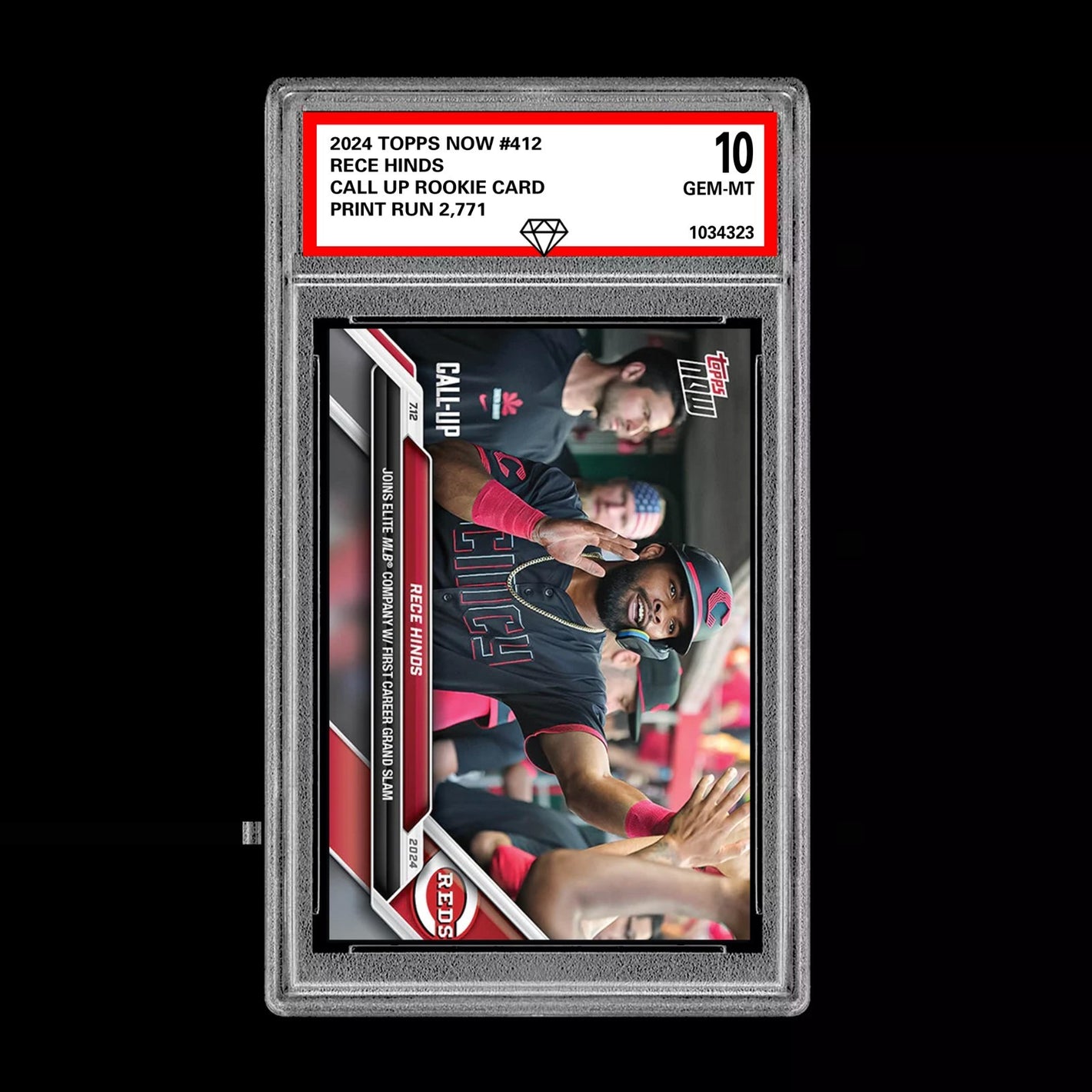 Graded 10 Rece Hinds 2024 Topps Now #412 Call Up Rookie RC Cincinati Reds Baseball