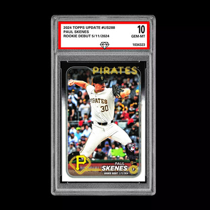 Graded 10 Paul Skenes Rookie DEBUT Card 2024 MLB TOPPS UPDATE US288 Pirates RC Baseball