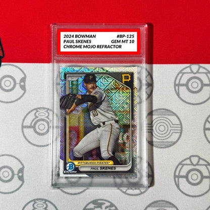Graded 10 Paul Skenes RC Rookie #BCP-125 2024 Bowman MOJO REFRACTOR Pirates Card Baseball