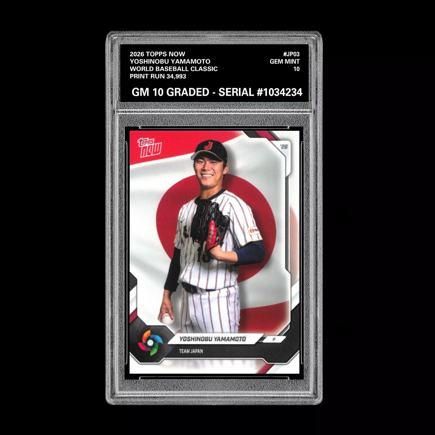 Graded 10 Yoshinobu Yamamoto 2026 Topps NOW #JP03 Team Japan World Classic Baseball