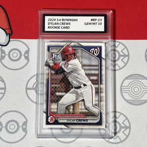 Graded 10 Dylan Crews 1st Bowman Card 2024 MLB TOPPS BP-23 Washington RC Baseball