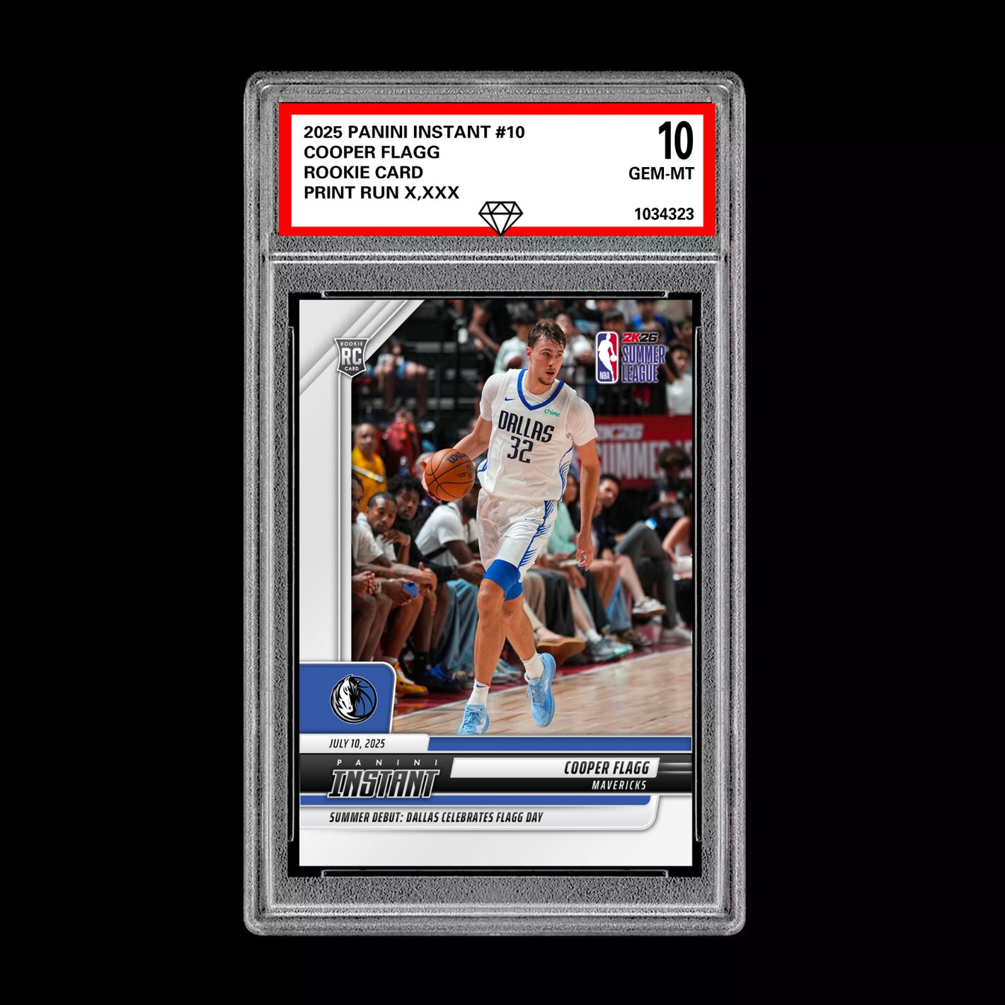 Graded 10 Cooper Flagg 2025 Panini Instant #10 RC Dallas DEBUT Mavs Rookie Card Basketball