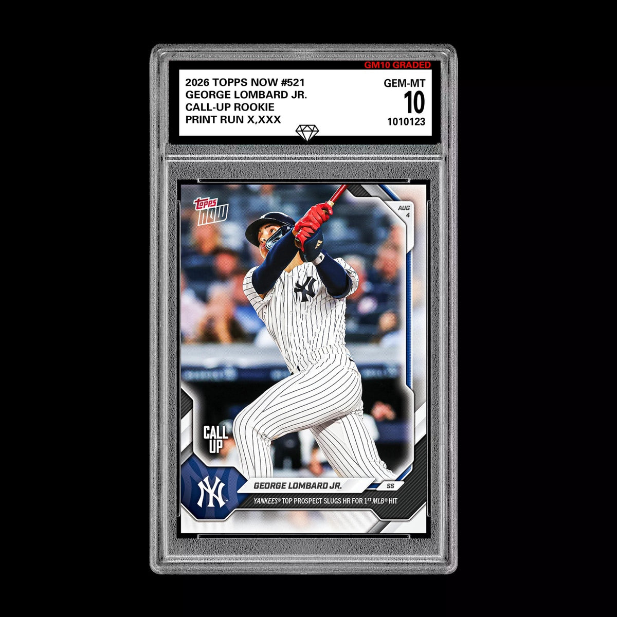 Graded 10 2026 Topps Now George Lombard Jr. Call Up Rookie Card RC #521 PRESALE Baseball