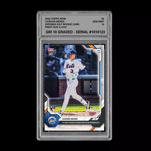 Graded 10 Carson Benge RC Rookie #3 2026 Topps Now Opening Day MLB Debut Presale Baseball
