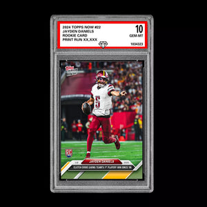 Graded 10 Jayden Daniels #22 RC PLAYOFF 2024 Topps NOW Rookie Card Football