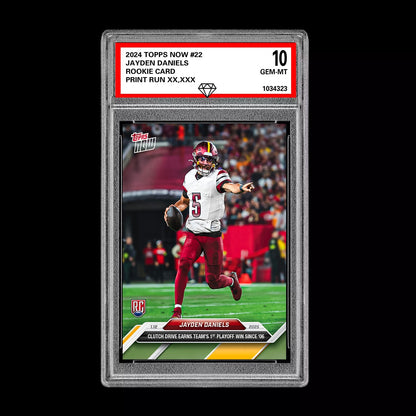 Graded 10 Jayden Daniels #22 RC PLAYOFF 2024 Topps NOW Rookie Card Football