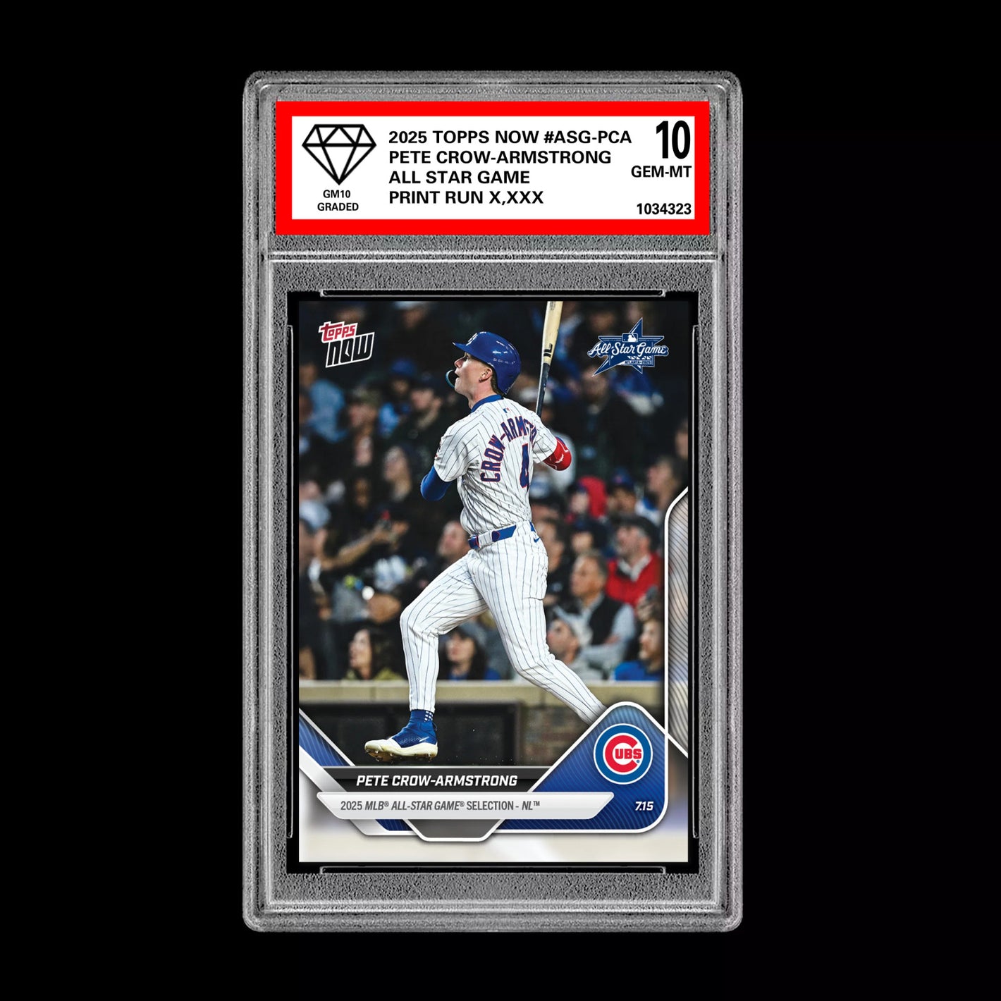 Graded 10 Pete Crow-Armstrong 2025 TOPPS NOW #ASG-PCA All-Star Game Set Baseball