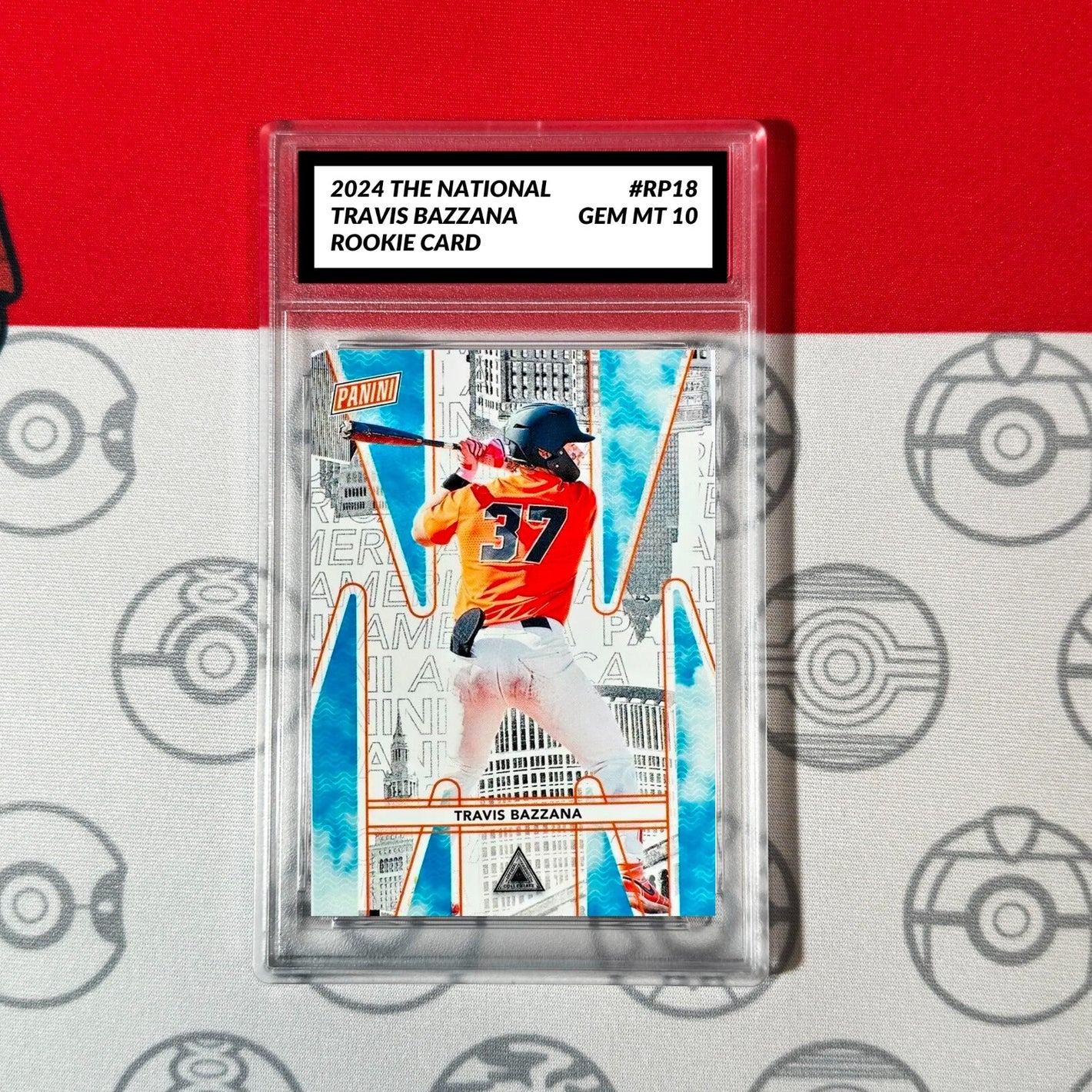 GRADED 10 TRAVIS BAZZANA #RP18 2024 Panini National NSCC RC Rookie Guardians Baseball