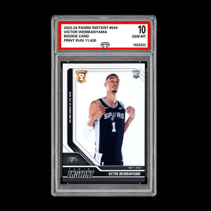 Graded 10 Victor Wembanyama RC #544 2023 Panini Instant Rookie San Antonio Spurs Basketball