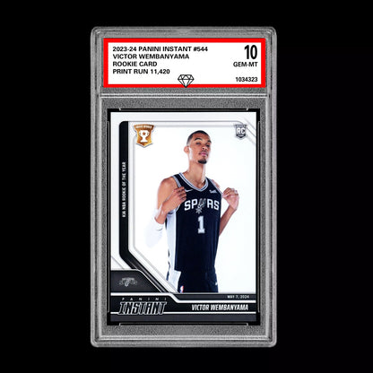 Graded 10 Victor Wembanyama RC #544 2023 Panini Instant Rookie San Antonio Spurs Basketball