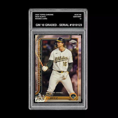 Graded 10 Nick Kurtz #USC180 RC Rookie Card 2025 MLB Topps Chrome Athletics Baseball