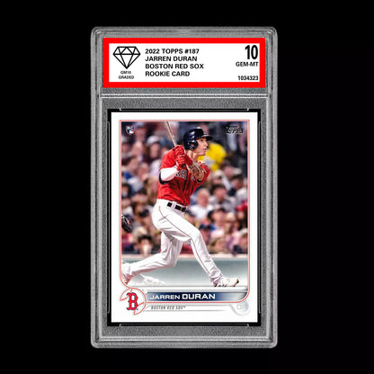 Graded 10 Jarren Duran - 2022 TOPPS #187 RC Rookie Card Boston Red Sox Baseball