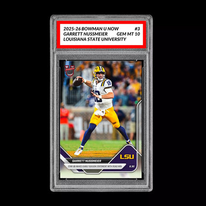 Graded 10 Garrett Nussmeier LSU 2025 Bowman U NOW Football RC Card 3 Rookie Card Football