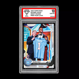 Graded 10 Keldric Faulk 2026 TOPPS NOW RC Rookie Card Titans PRESALE Football