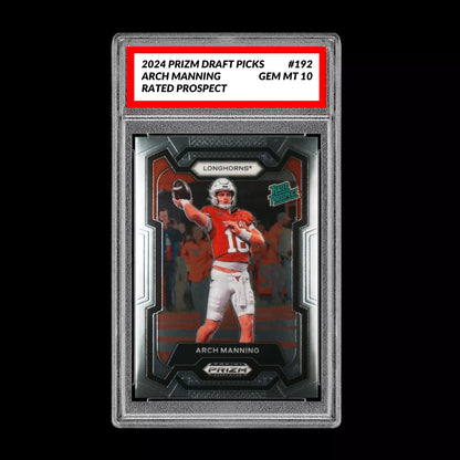 GRADED 10 2024 Prizm Draft Arch Manning RC ROOKIE TEXAS LONGHORNS #192 Football