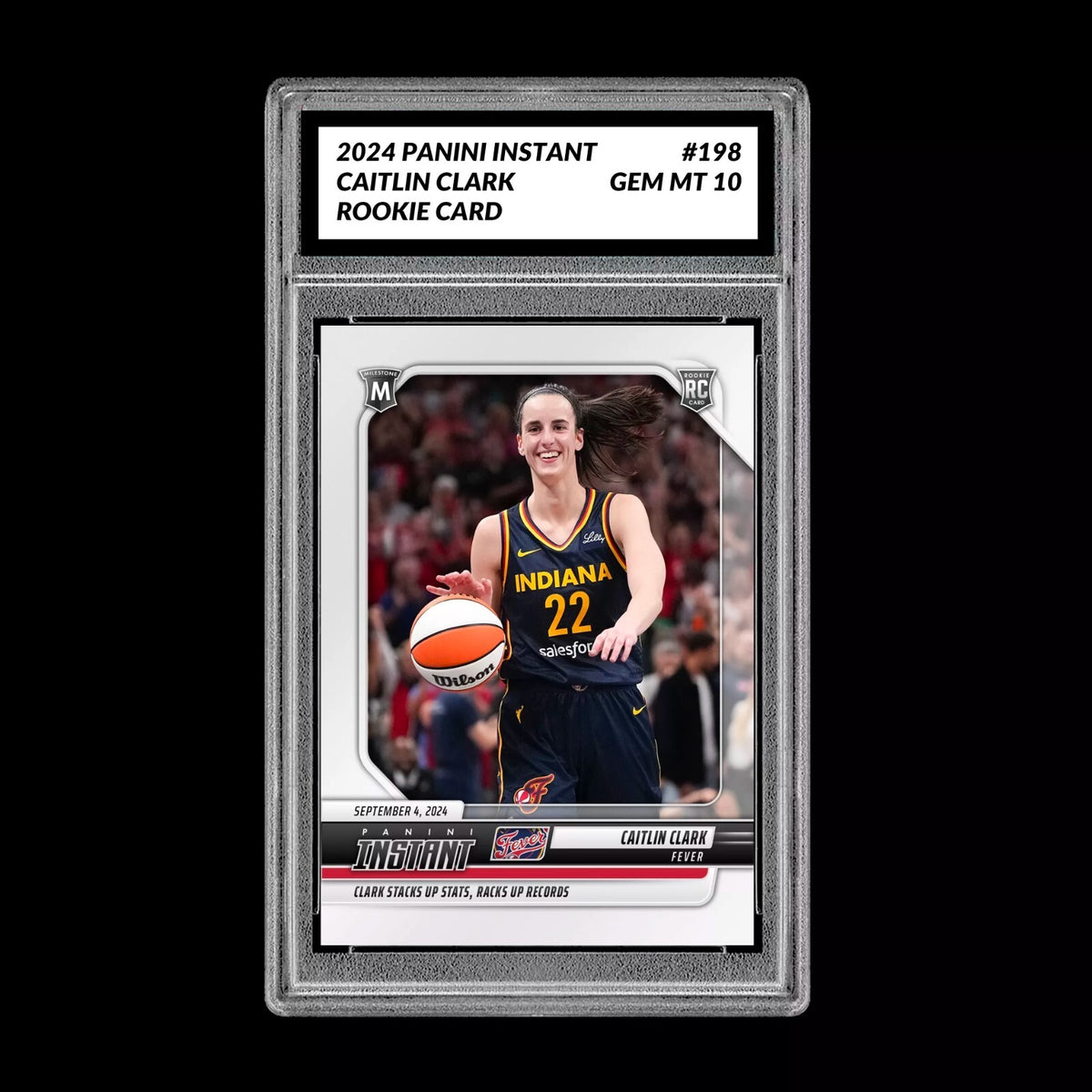 Graded 10 CAITLIN CLARK #198 ROOKIE RC Card 2024 Panini Instant Indiana Fever Basketball