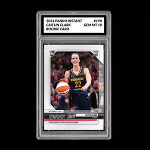 Graded 10 CAITLIN CLARK #198 ROOKIE RC Card 2024 Panini Instant Indiana Fever Basketball