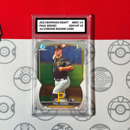 Graded 10 Paul Skenes RC 2023 1st Bowman CHROME Draft #BDC-14 Topps Rookie Card Baseball