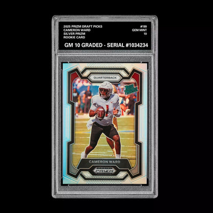 Graded 10 Cam Cameron Ward 2024 Panini Prizm Draft Picks Rated Rookie #199 RC Football
