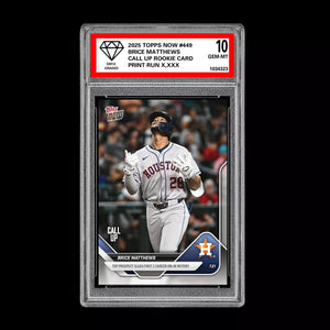 Graded 10 Brice Matthews 2025 Topps Now #449 Call Up Rookie RC Houston  Baseball
