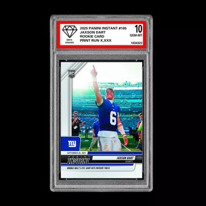 Graded 10 Jaxson Dart RC ROOKIE SP 2025 Panini Instant NFL #105 NY Giants QB Football