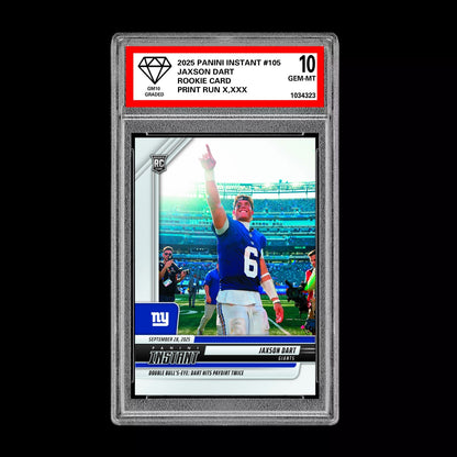 Graded 10 Jaxson Dart RC ROOKIE SP 2025 Panini Instant NFL #105 NY Giants QB Football