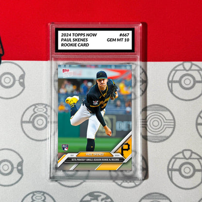Graded 10 Paul Skenes RC Card #667 2024 MLB TOPPS NOW Rookie Record Baseball