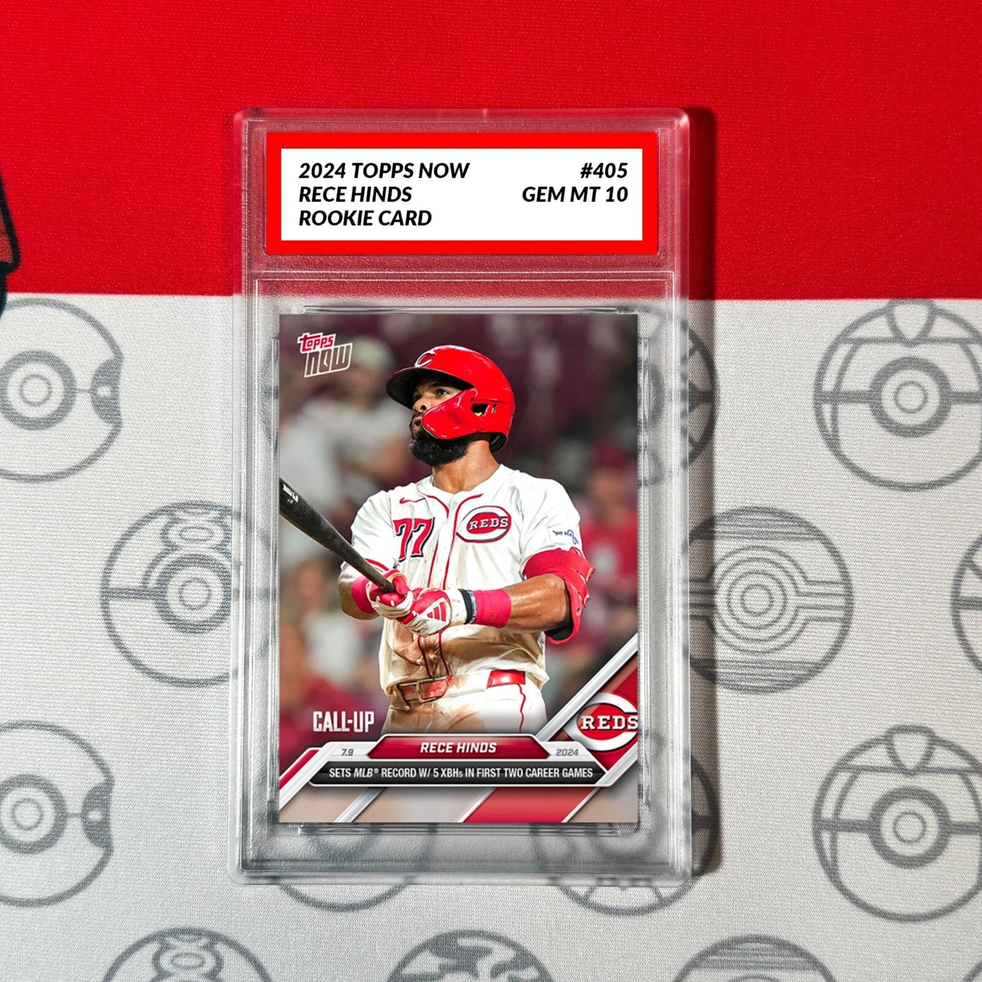 Graded 10 2024 Topps Now MLB #405 Rece Hinds CALL-UP Reds RC Rookie Baseball
