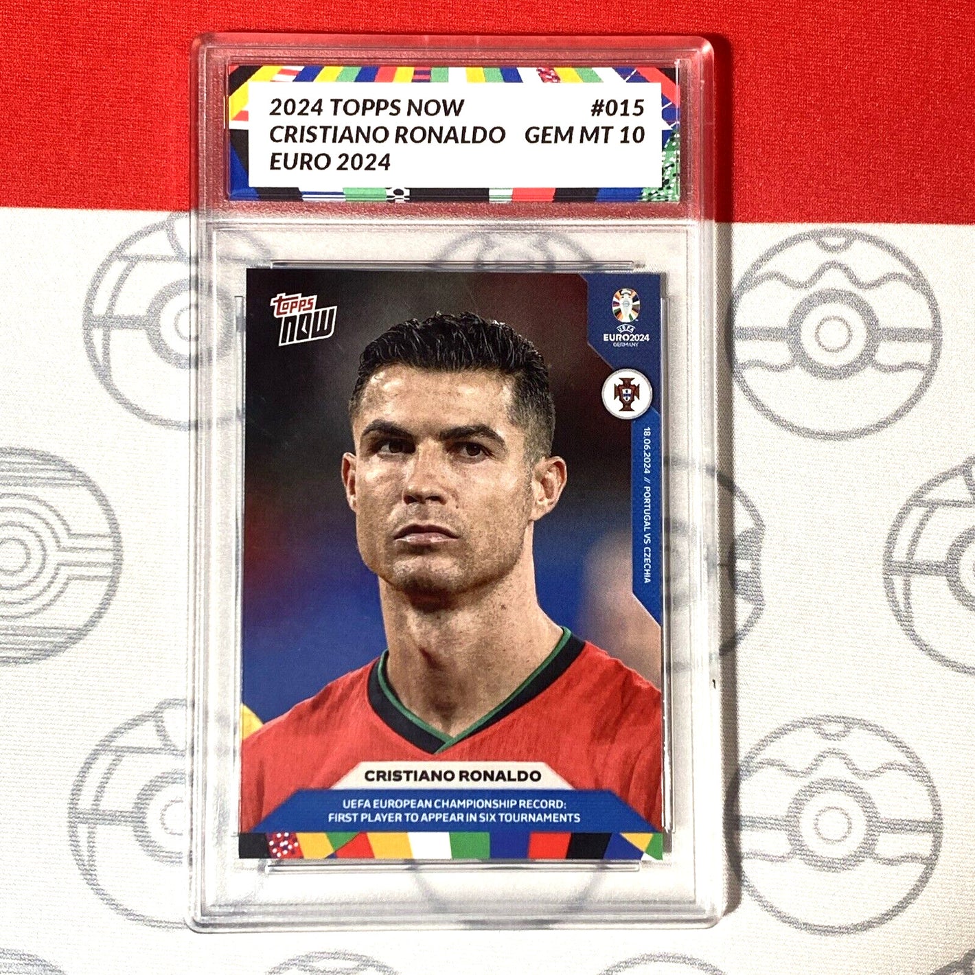 Graded 10 2024 TOPPS NOW UEFA EURO PORTUGAL CRISTIAN RONALDO #15 APPEAR 6 TIMES Soccer