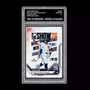 Graded 10 Aaron Judge #OS19 2026 Topps Now MLB The Show Cover Yankees  Football