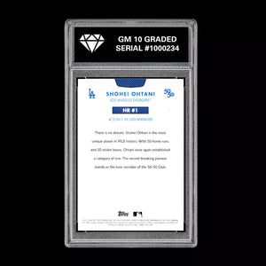 Graded 10 SHOHEI OHTANI HR #1 - 2024 Topps 50/50 Card #2 Dodgers MLB History Baseball