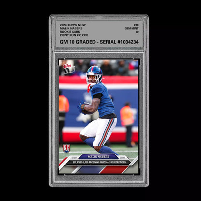 Graded 10 Malik Nabers #18 RC Rookie 2024 Topps NOW Football Card NFL Football