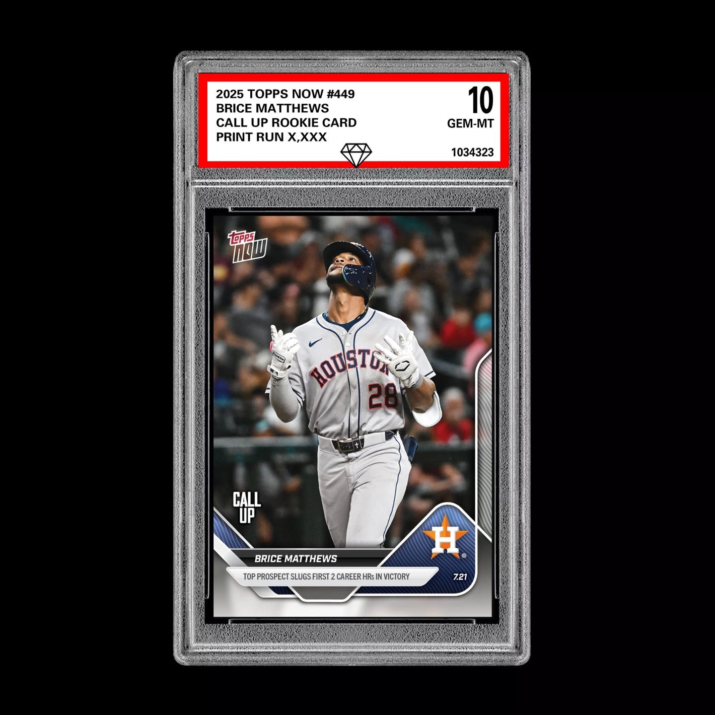 Graded 10 Brice Matthews 2025 Topps Now #449 Call Up Rookie RC Houston  Baseball